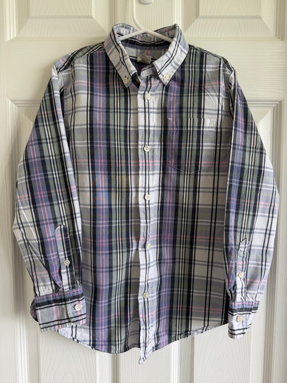 Crewcuts Plaid Button-Down Shirt - White, Black & Pink